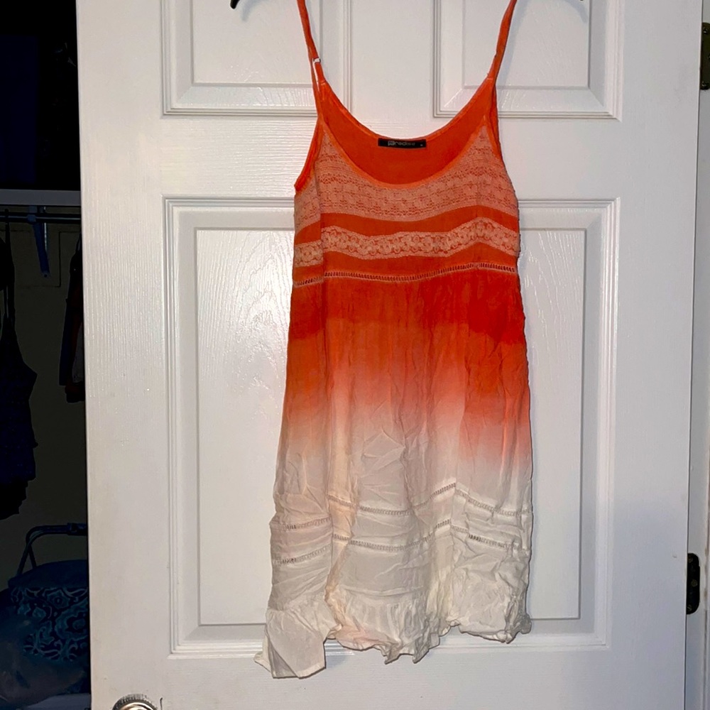 Boho mini dress with adjustable straps size medium